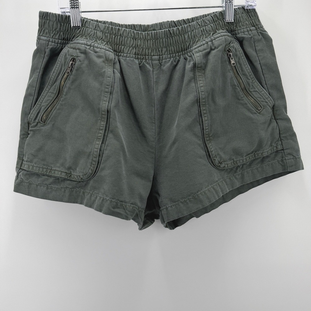 Aerie Utility Shorts Women L Green Elastic Waist Zipper Pockets Grunge Preppy